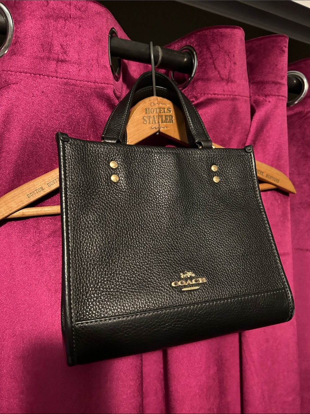 Coach Black Pebbled Leather Satchel with Gold Hardware